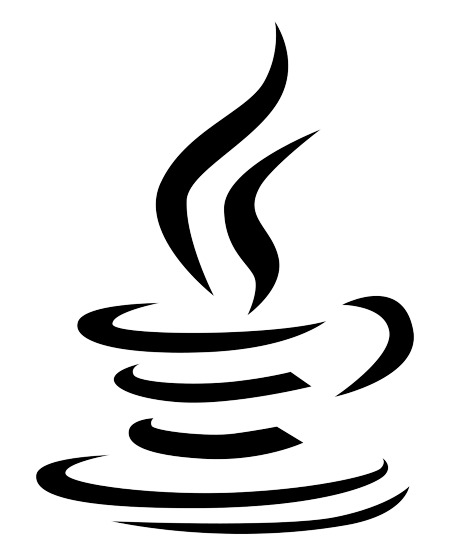 black outline of Java language logo