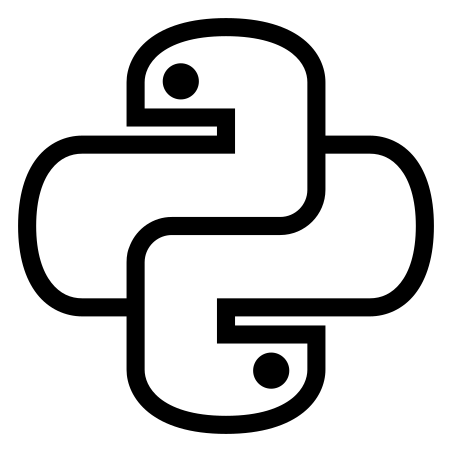 black outline of python language logo